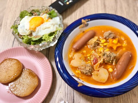 ロールキャベツのリメイク！肉団子のトマト煮込み♪